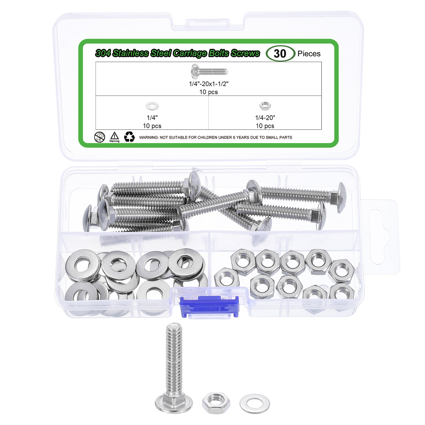 thumbnail image 2 of Carbon Steel Fasteners TAODAN 10PCS Galvanized Carriage Bolts - 3/8-16x2 With Nuts & Washers 3/8-16 Carriage Bolt Set 2 of 9