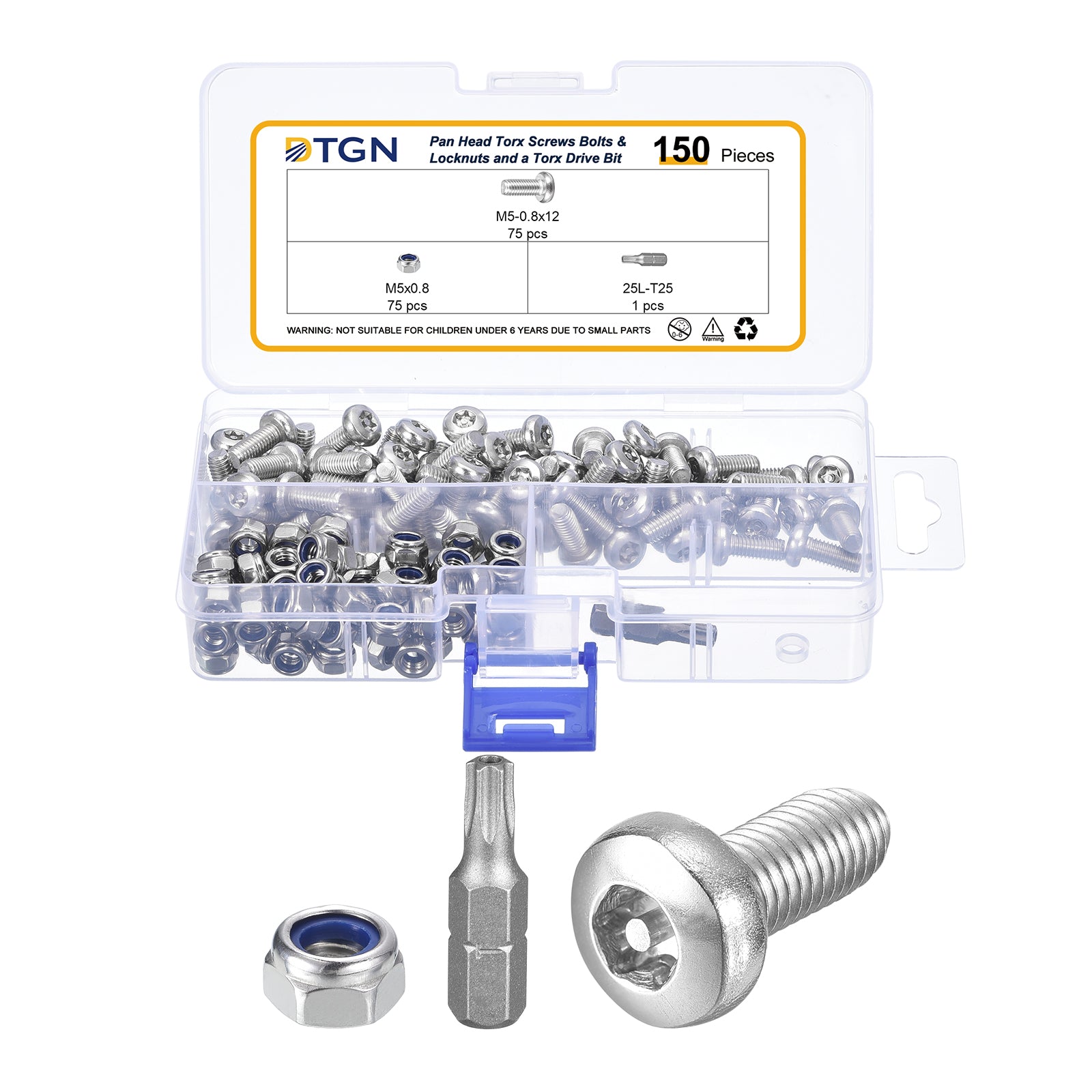 M5x12mm Pan Head Torx Security Screw - 150Pack - Stainless Steel ...
