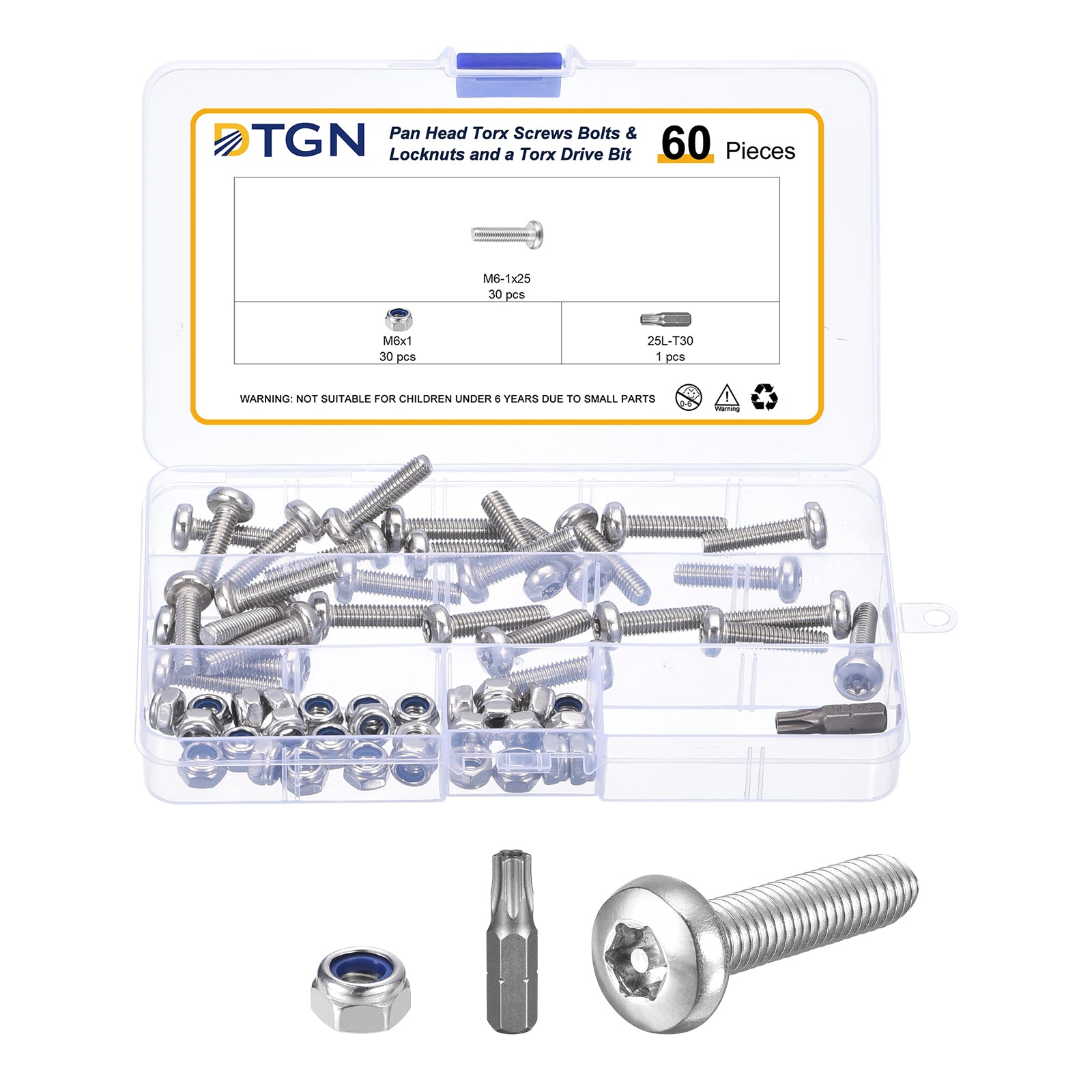 M6x25mm Pan Head Torx Security Screw - 60Pack - Stainless Steel ...
