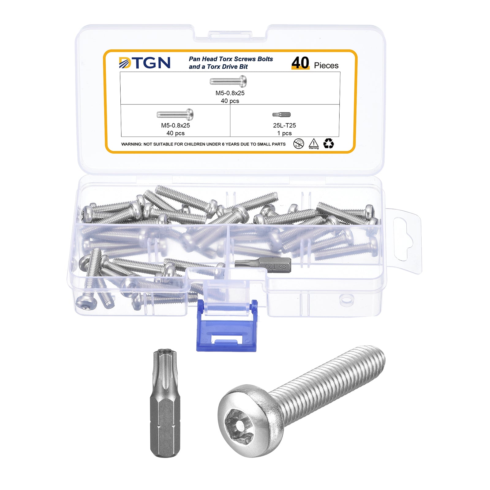 M5x25mm Pan Head Torx Security Screw - 40Pack - Stainless Steel ...