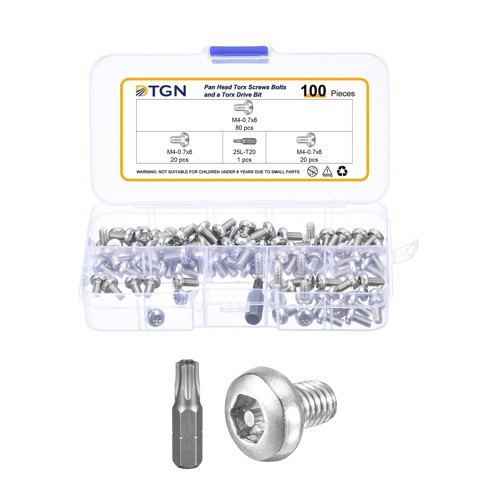 M4x8mm Pan Head Torx Security Screw - 100Pack - Stainless Steel ...