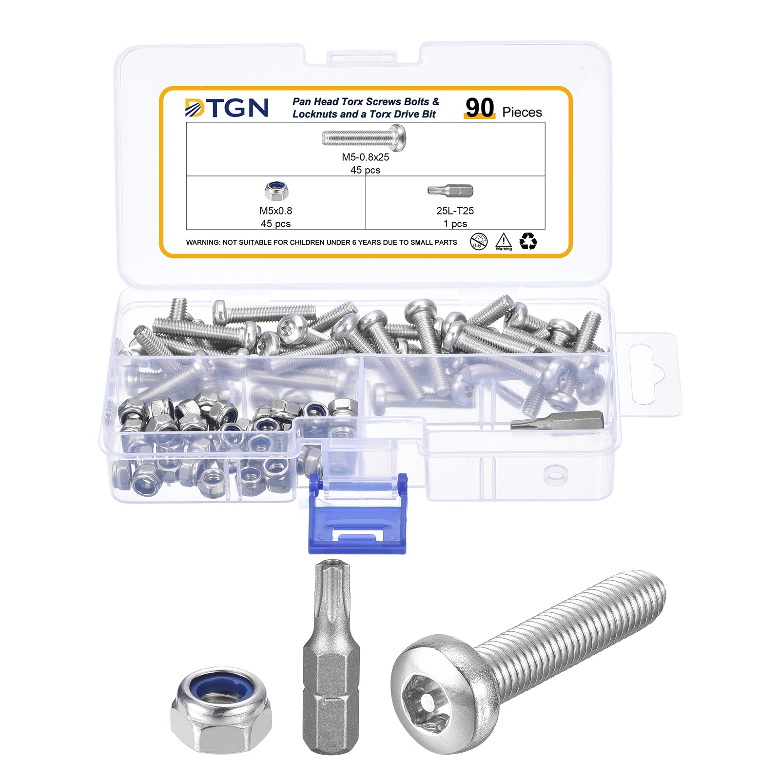 M5x25mm Pan Head Torx Security Screw - 90Pack - Stainless Steel ...