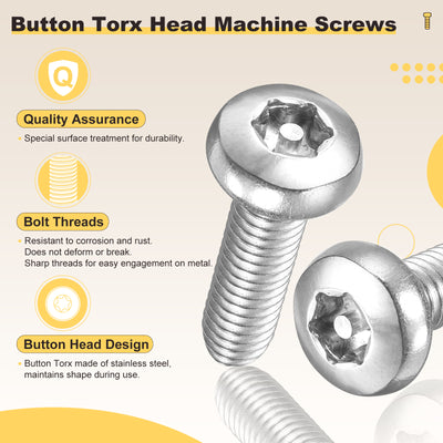 Harfington Pan Head Torx Screws (M4-0.7x16mm) 75Pcs, Stainless Steel 304, Silver Tone