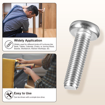 Harfington Pan Head Torx Screws (M4-0.7x16mm) 75Pcs, Stainless Steel 304, Silver Tone