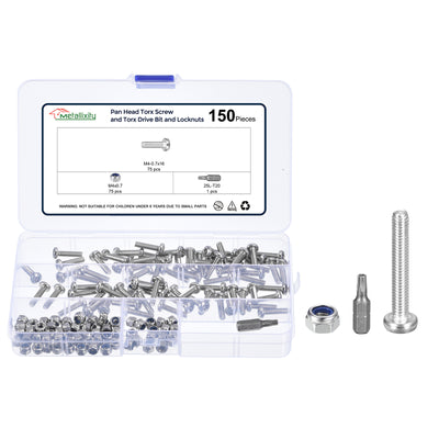 Harfington Pan Head Torx Screws (M4-0.7x16mm) 75Pcs, Stainless Steel 304, Silver Tone