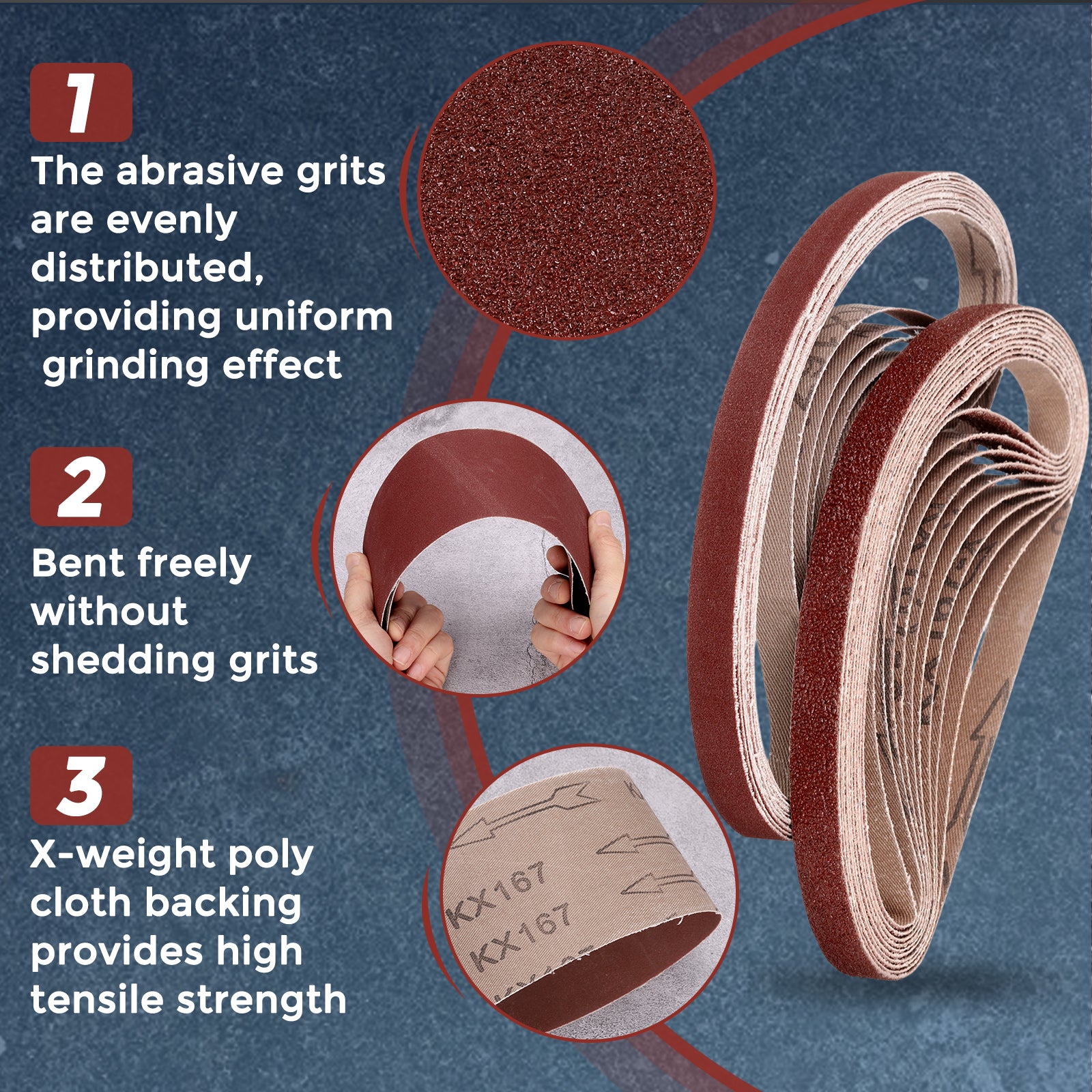 Premium 1x42 Sanding Belts – 10-Pack, 320 Grit, Aluminum Oxide, Made In USA