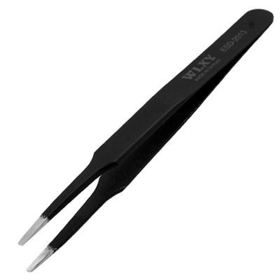 uxcell Uxcell Hand Tool Black Silver Tone Flat Tip Straight Tweezer