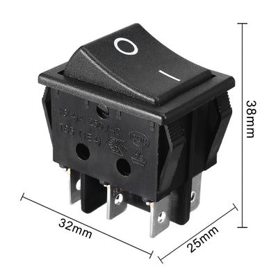 Harfington Uxcell AC 250V 16A DPDT ON/ON I/O 2 Position Snap in Boat Rocker Switch