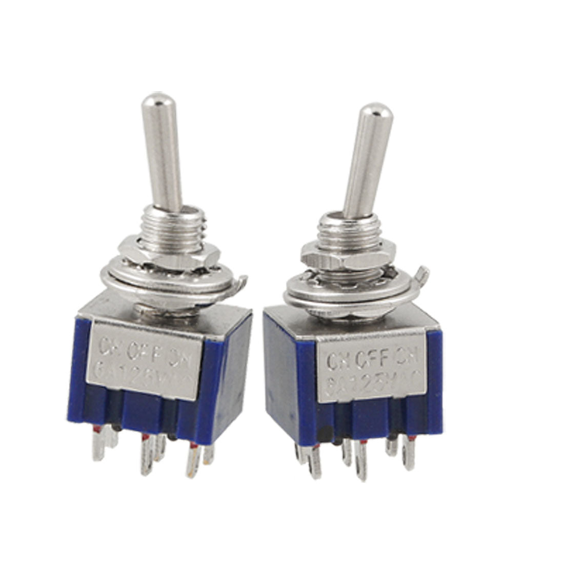 Uxcell AC 125V 6A DPDT 6 Pin 3 Position Blue ON-OFF-ON Toggle Switch ...