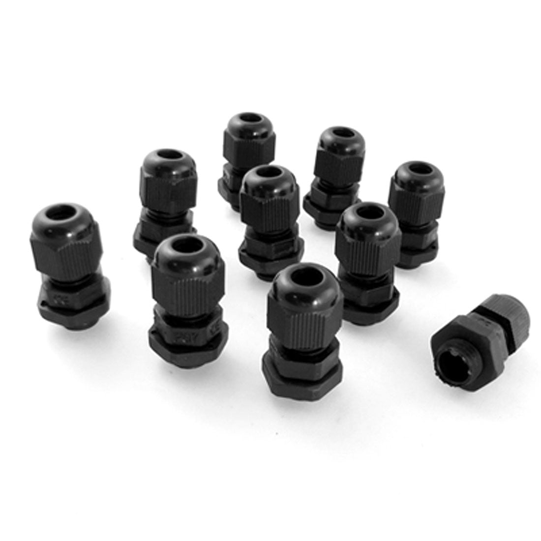 uxcell Uxcell 10 Pcs PG7 Black Plastic Waterproof Connectors Cable Glands