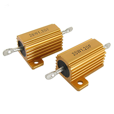 uxcell Uxcell 2 Pcs Gold Tone 25W 1.2 Ohm 1% Aluminum Case Wirewound Resistors