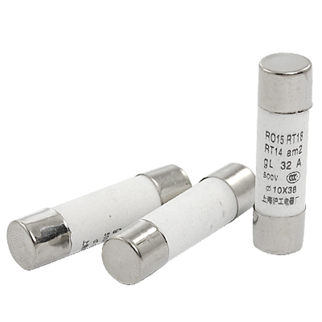 uxcell Uxcell 3Pcs 10x38mm RO15 500V 32A Cylindrical Fast Acting Fuse Link Protector