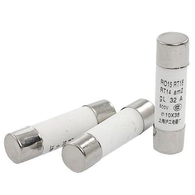 Harfington Uxcell 3Pcs 10x38mm RO15 500V 32A Cylindrical Fast Acting Fuse Link Protector