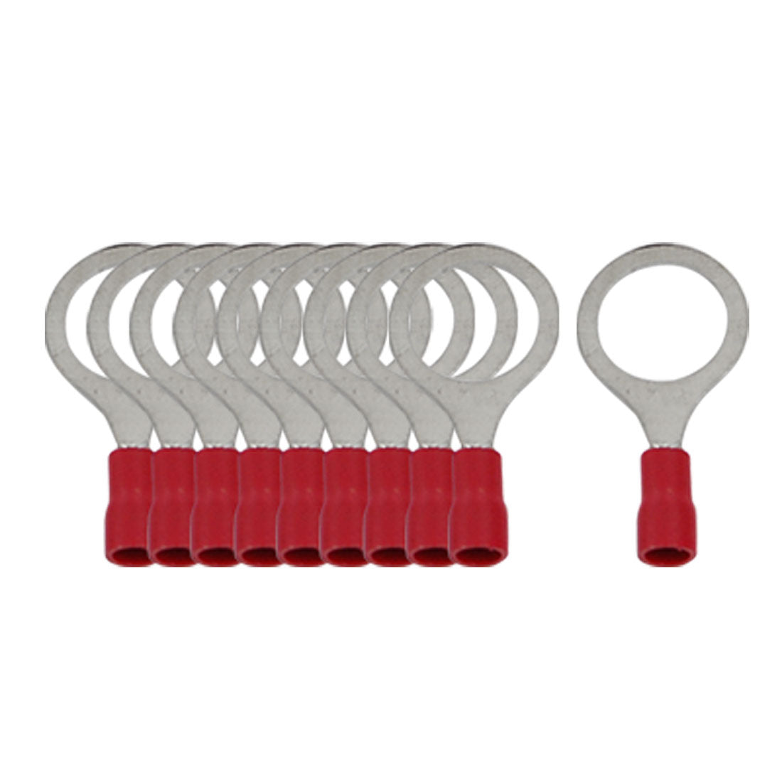 uxcell Uxcell RV1.25-12 Red Insulated Sleeve Ring Tongue Crimp Terminals 10 Pcs