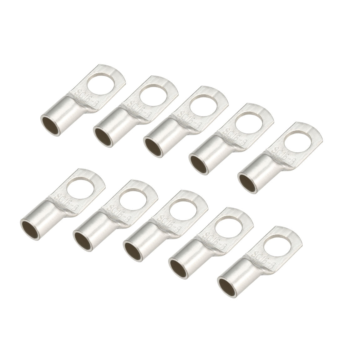 uxcell Uxcell 8.4mm Stud Hole Copper Cable Lug Wiring Terminal Silver Tone 10 Pcs