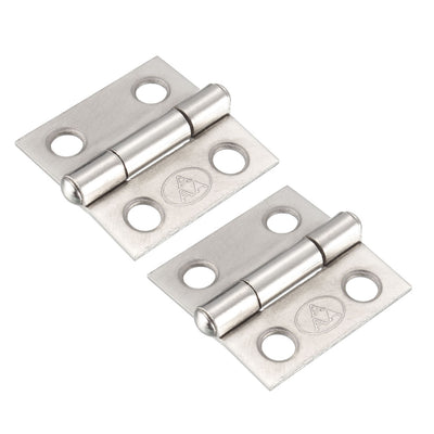 Harfington Uxcell 2 Pcs Gray Metal 1" Small Hinge for Cabinet Drawer