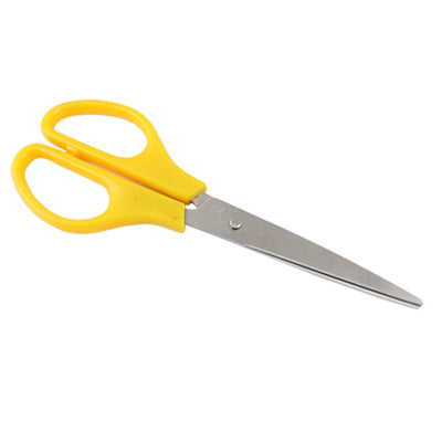 Harfington Uxcell Paper Craft Yellow Plastic Handle Scissors 6.6"