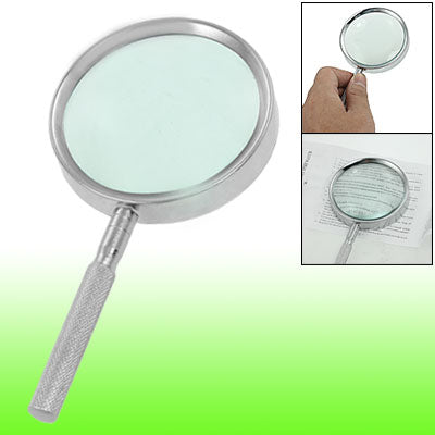 Harfington Uxcell 65mm Diameter Lens Silver Tone Grip Hand Held 6X Metal Magnifying Glass
