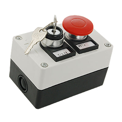Harfington Uxcell 2 in 1 Locking Key  Button on/off Red Momentary Mushroom Push Button Switch