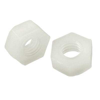 Harfington Uxcell 10 Pcs White Plastic 5mm Inner Dia Hexagonal Hex Fasteners Screw Nuts