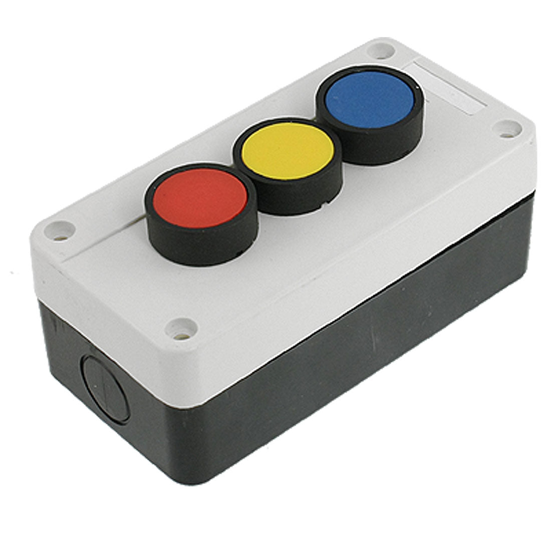 Harfington Red Yellow Blue Flat Cap Momentary Switch Push Button Station Box AC 400V 240V