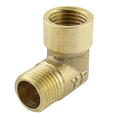 Harfington Uxcell Gold Tone Brass Pipe Fitting Street Elbow Connector 1/4BSP Female x 1/4BSP Male