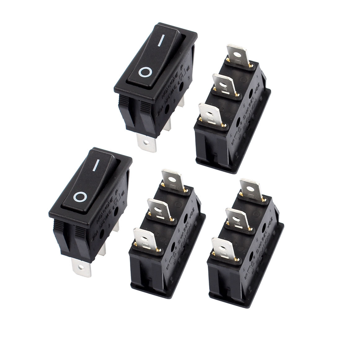 uxcell Uxcell 5pcs AC 22A/250V 20A/125V SPDT ON-OFF 2 Position Snap In Boat Rocker Switch