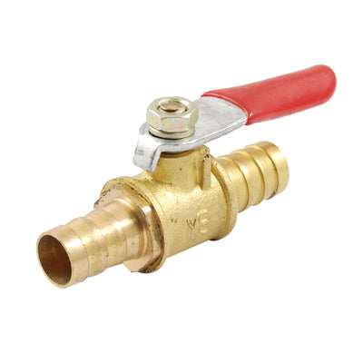 Harfington Uxcell 10mm x 10.3mm Hose Tail Pipe Fitting Red Lever Handle Ball Valve