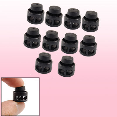 uxcell Uxcell 10 Pcs Plastic Toggle Stoppers 2 Holes Cord Locks End Black