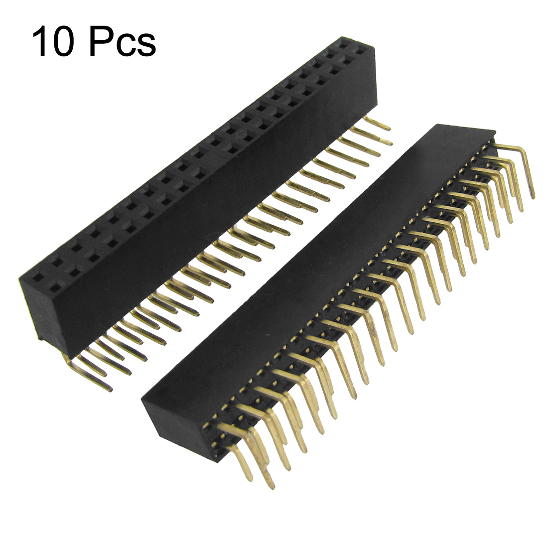 uxcell Uxcell 10 Pcs 2x20 Pin 2.54mm Pitch Dual Row Right Angle Female Pin Headers