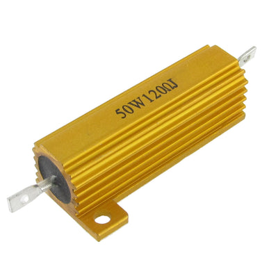 Harfington Uxcell Gold Tone 50W 120 Ohm Aluminum Housed Wirewound Power Resistor