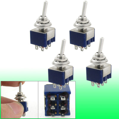 Harfington Uxcell 4 Pcs AC 125V 6A Amps ON/Center OFF/ON 3 Position DPDT 6 Pins Toggle Switch
