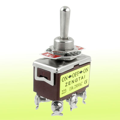 Harfington AC 250V 15A on/off/on 3 Position 6 Terminals Momentary 2P2T DPDT Toggle Switch