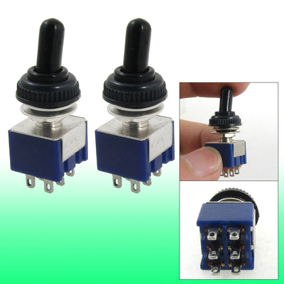 Harfington Uxcell 2 Pcs AC 125V 6A ON/OFF/ON 3 Position DPDT 6 Pins Mini Toggle Switch with Waterproof Boot