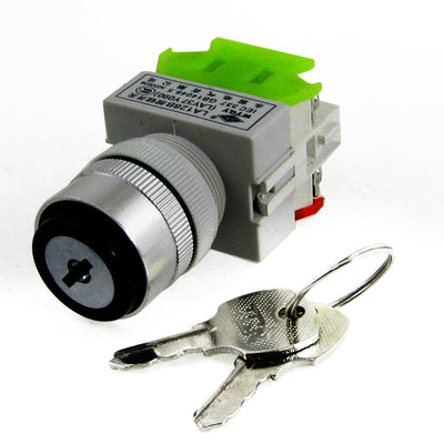 Harfington Uxcell AC 660V 10A Two 2 Position Key Lock Rotary Selector Select Switch 22mm 1 NO/NC