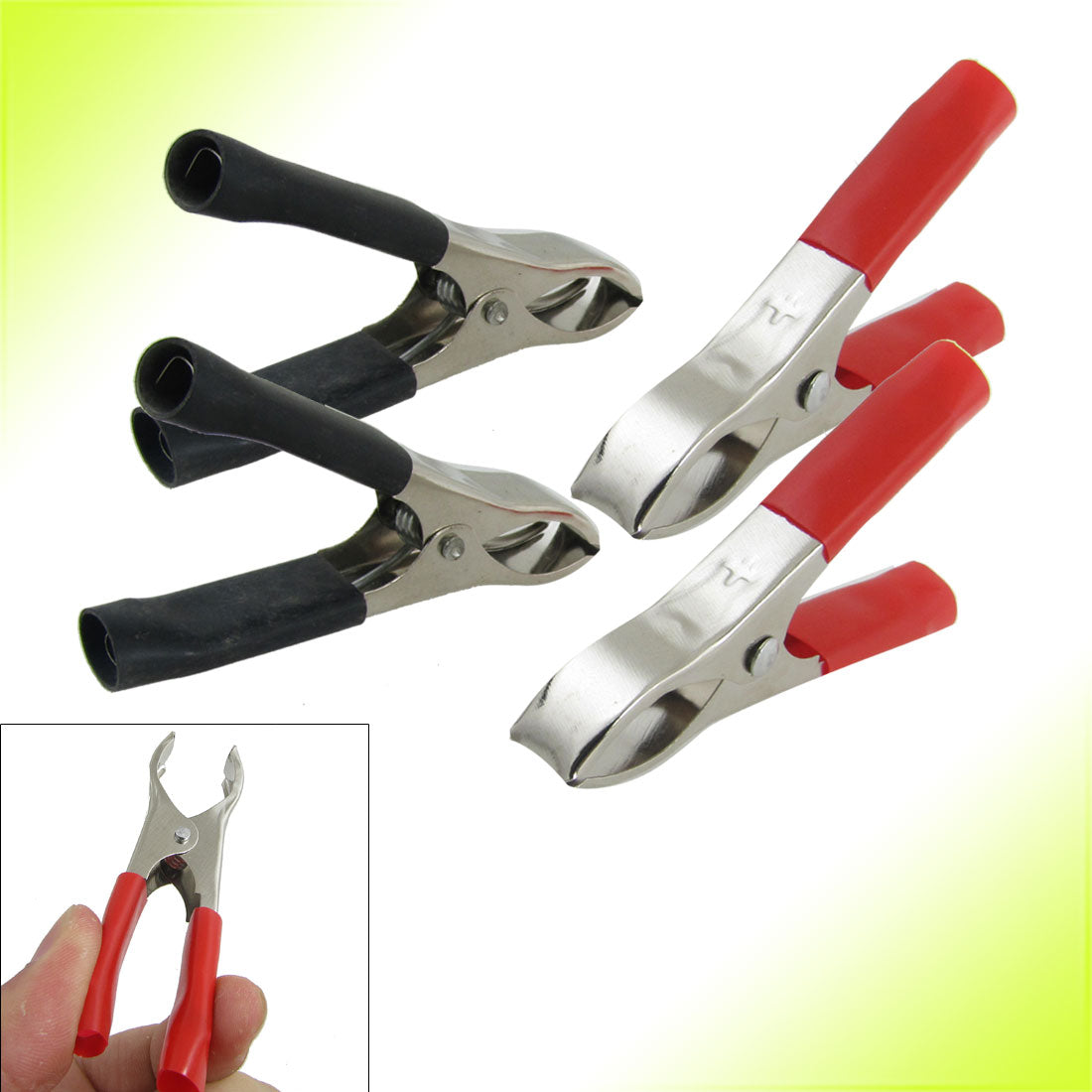 Harfington 2 Pairs Black Red 30A Soft Plastic Boots Metal Battery Clip Clamps Steel