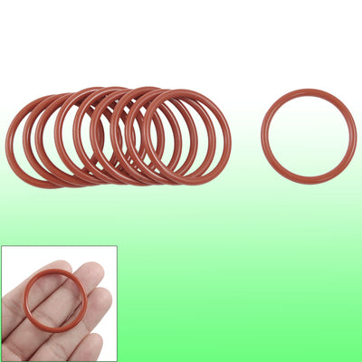 Harfington 10 Pcs 38mm OD 3mm Thickness Dark Red Silicone O Ring Oil Seal Gasket
