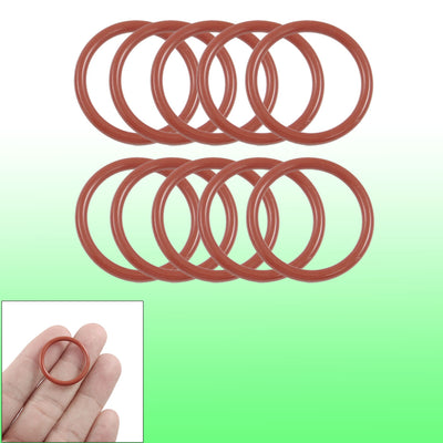Harfington 10 Pcs 25mm OD 2.5mm Thickness Dark Red Silicone O Ring Oil Seal Gasket