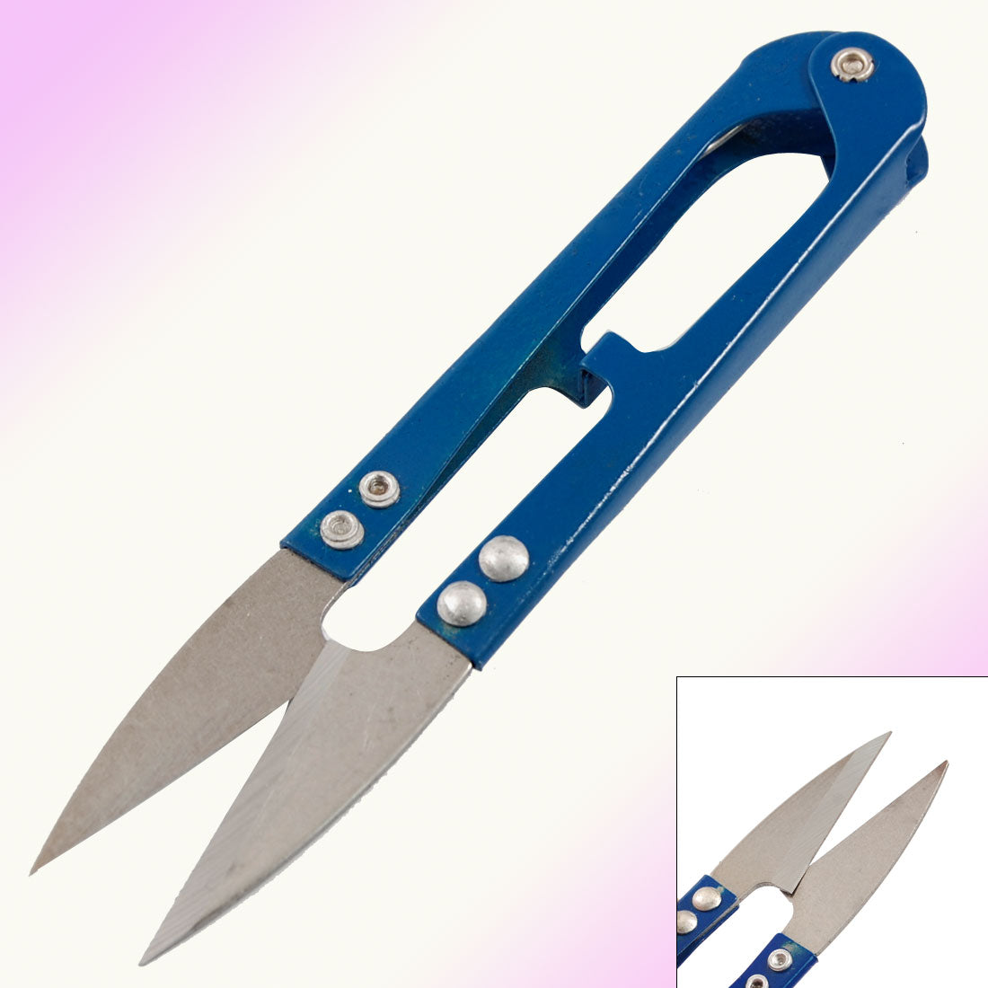 Uxcell Blue Handy Spring Design Mini Thrum Yarn Scissors for Cross ...