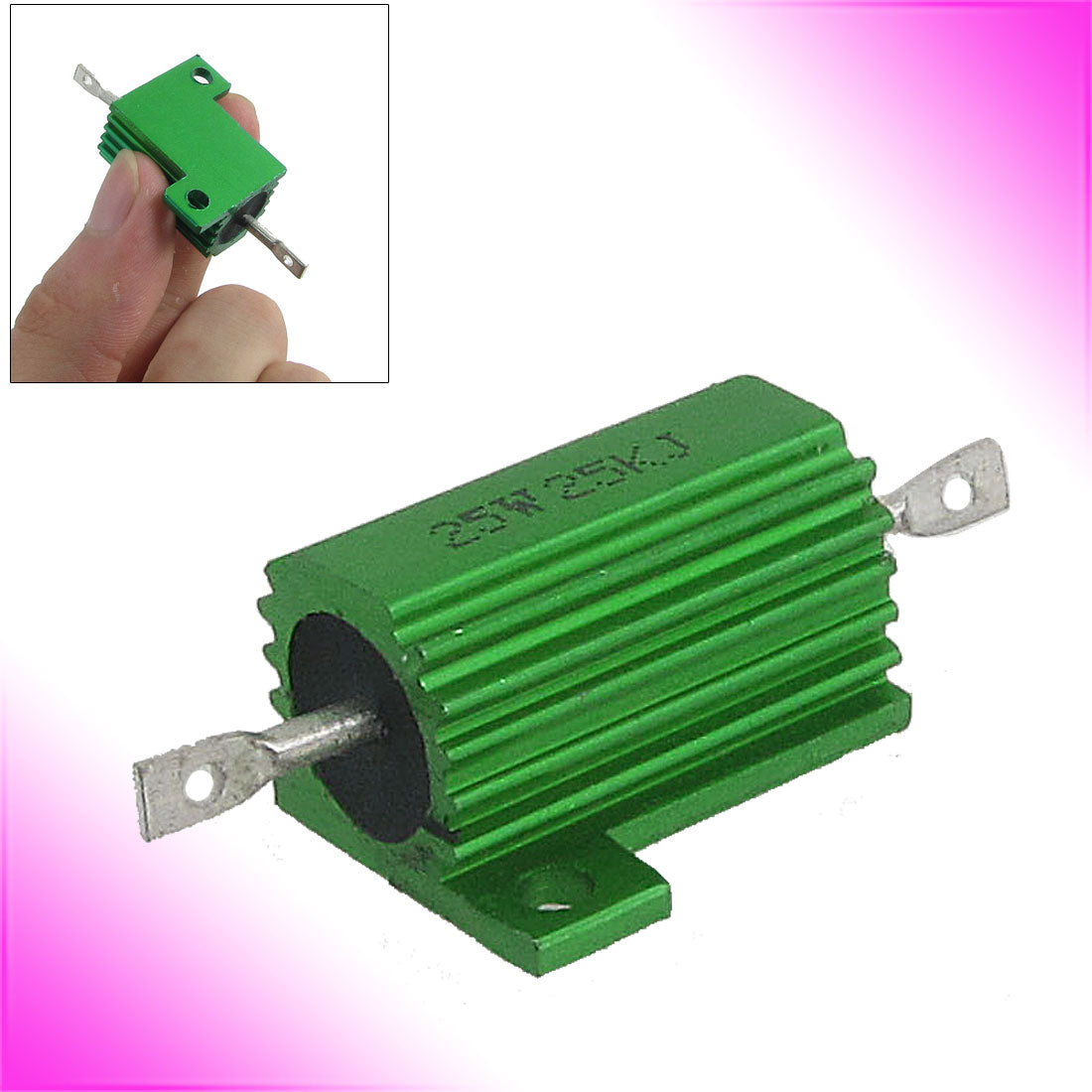 uxcell Uxcell Chassis Mounted Green Aluminum Clad Wirewound Resistors 25W 25K Ohm 5%