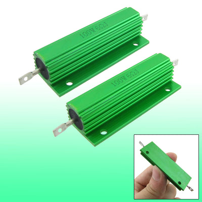 Harfington Uxcell 2 Pcs Chassis Mounted Green Aluminum Clad Wirewound Resistors 100W 6 Ohm 5%