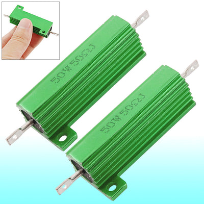 uxcell Uxcell 2 Pcs Chassis Mounted 50W Watt 50 Ohm 5% Aluminum Case Wirewound Resistors