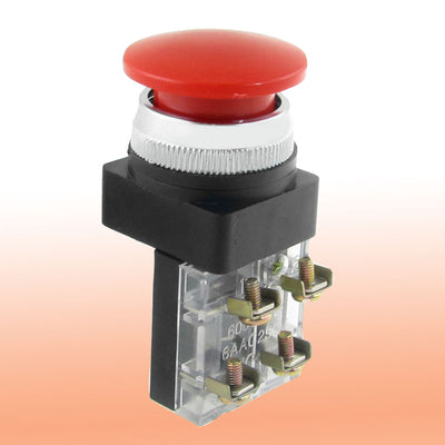 uxcell Uxcell AC 600V 6A 38mm 1.5" Red Sign Momentary Mushroom Push Button Switch 1 NO 1 NC