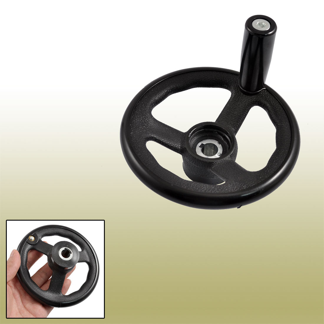 uxcell Uxcell 4.9" Diameter Milling Machine Hand Wheel Revolving Handle Black