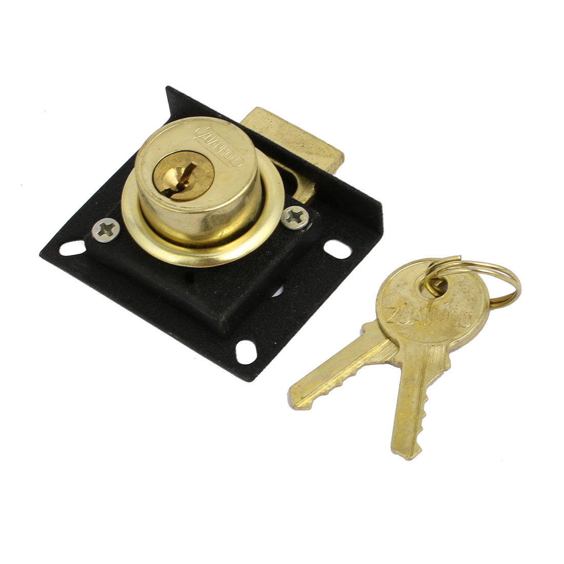 uxcell Uxcell Mailbox Cabinet Safeguard 2.1cm Cylinder Drawer Key Lock Black Gold Tone