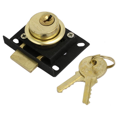 Harfington Uxcell Mailbox Cabinet Safeguard 2.1cm Cylinder Drawer Key Lock Black Gold Tone