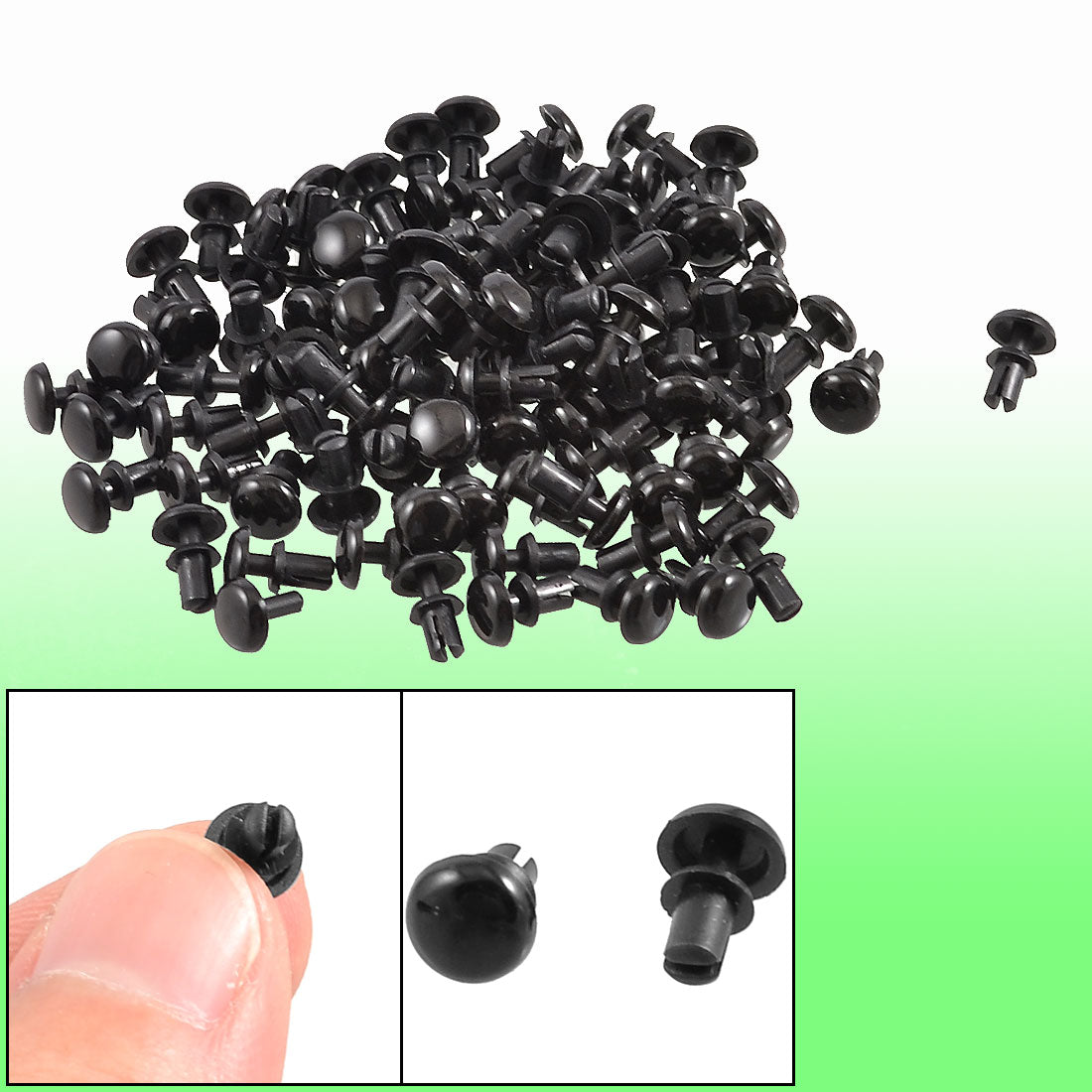 Uxcell 100 Pcs 3mm Bottom Dia Nylon Removable Push Head Fasteners ...