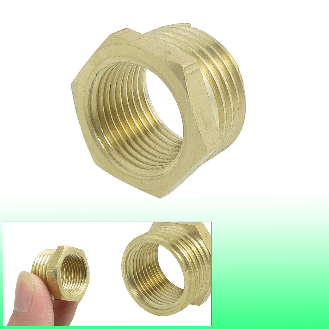 uxcell Uxcell Pipe Reducer 20 x 15mm Brass Hex Bushing Connector