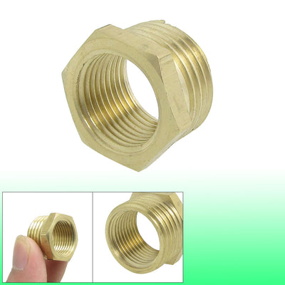 Harfington Uxcell Pipe Reducer 20 x 15mm Brass Hex Bushing Connector