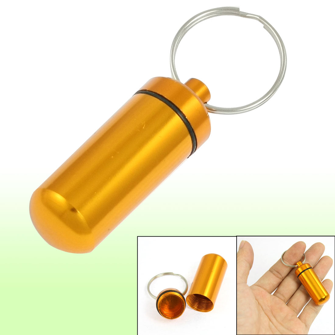 uxcell Uxcell Water Resistant Gold Tone Aluminum Pill Box Cache Container Bottle